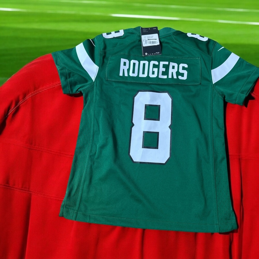 Aaron Rodgers YOUTH KIDS Authentic Nike Jets Jersey NWT $90 VERSION small - Picture 2 of 3